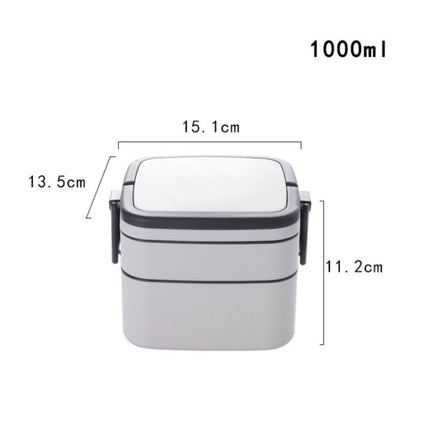 2 PCS Double-Layer Portable Microwave Oven Can Heat Lunch Box With Lid, Style： Square(Light Grey)-garmade.com