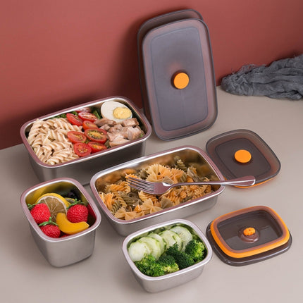 Refrigerator Fruit Fresh-Keeping Box 304 Stainless Steel Sealed Lunch Box, Capacity: 600ml-garmade.com