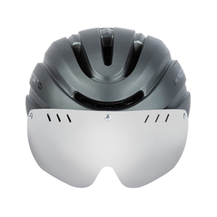 PROMEND TK-12H15 Mountain Bike USB Magnetic Goggles Helmet With Warning Light, Size: L(Titanium Gray)-garmade.com