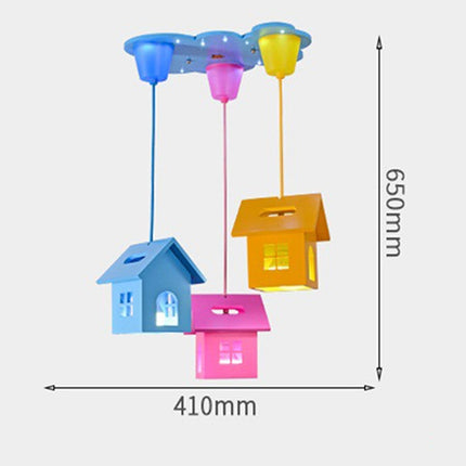 3-heads Creative Fashion Simple House Chandelier Bedroom Study Room kindergarten Lamps, Light Color:without Bulb-garmade.com
