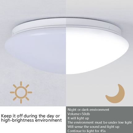 LED Sound Light Control Ceiling Lamp Round Corridor Intelligent Sensor Lamp, Power source: 8W 230mm(Warm White)-garmade.com