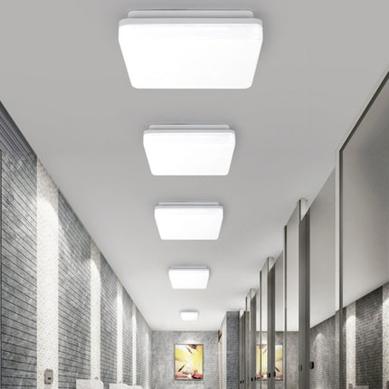 LED Ceiling Lamp Waterproof Moisture-Proof Dustproof Supply Light Bathroom Balcony Lamp, Power source: 230mm 18W(Square White Light)-garmade.com