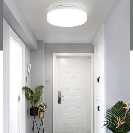 LED Ceiling Lamp Waterproof Moisture-Proof Dustproof Supply Light Bathroom Balcony Lamp, Power source: 230mm 18W(Round White Light)-garmade.com