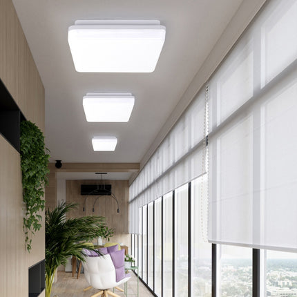 LED Ceiling Lamp Waterproof Moisture-Proof Dustproof Supply Light Bathroom Balcony Lamp, Power source: 280mm 24W(Square White Light)-garmade.com