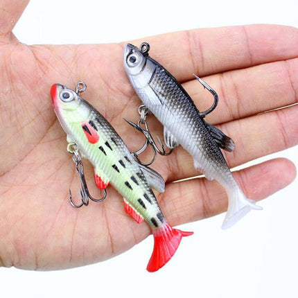 10 PCS Fish-Bait Road Sub-Bait Lead Fish With Single Hook And Three Anchor Hook Bait, Specification: 8cm 14g(Gray)-garmade.com