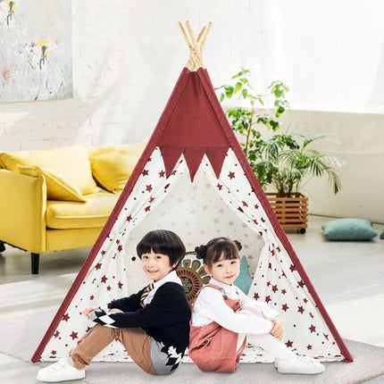 Indian Children Tent Cotton Cloth Indoor Play House Parent-Child Doll House(Pink Stars )-garmade.com