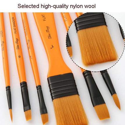 ZHU TING 10 In 1 Wooden Pole Nylon Wool Watercolor Pen And Board Brush Fan Shaped Painting Pen Set With Cloth BagZHUTING(White Rod)-garmade.com