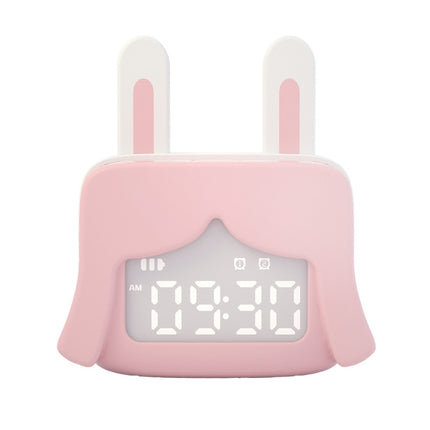 Cartoon Mini Smart Alarm Clock USB Rechargeable Children Bedside Fun With Sleeping Clock(Bunny Beauty Pink)-garmade.com