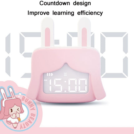 Cartoon Mini Smart Alarm Clock USB Rechargeable Children Bedside Fun With Sleeping Clock(Bunny Beauty Pink)-garmade.com