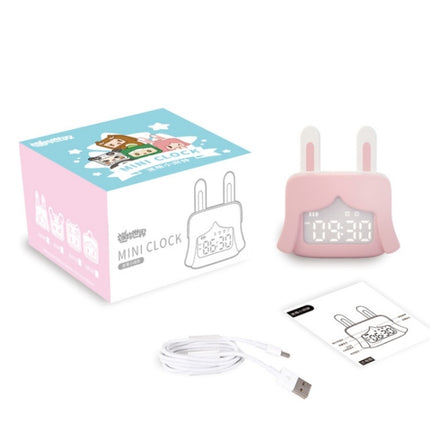 Cartoon Mini Smart Alarm Clock USB Rechargeable Children Bedside Fun With Sleeping Clock(Mushed Green)-garmade.com