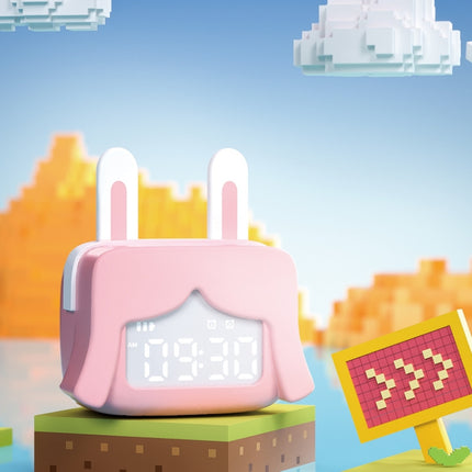 Cartoon Mini Smart Alarm Clock USB Rechargeable Children Bedside Fun With Sleeping Clock(Bunny Beauty Pink)-garmade.com