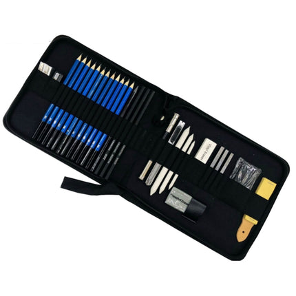 KALOUR 33 in 1 Sketch Pencil Set Beginner Brush Art Supplies(Black)-garmade.com