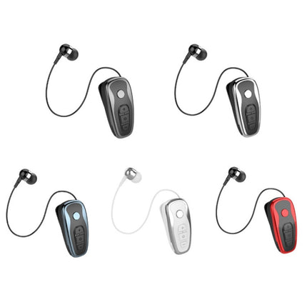 Q7 Lavalier Bluetooth Earphone Sports Wireless Stereo Telescopic Cable Voice Reporting Earphone(Black Red)-garmade.com