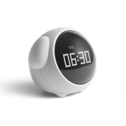 Cartoon Smart Alarm Clock For Children Bedroom Bedside LED Lamp Charging Electronic Digital Clock, Colour: White (Expression Version)-garmade.com