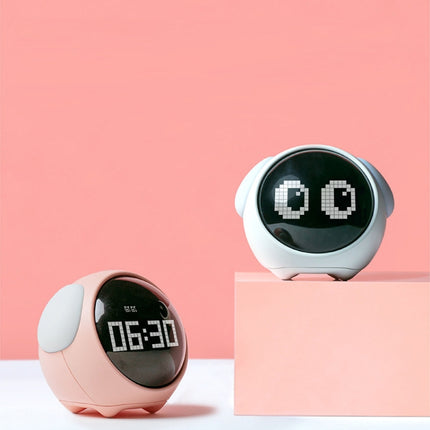 Cartoon Smart Alarm Clock For Children Bedroom Bedside LED Lamp Charging Electronic Digital Clock, Colour: White (Expression Version)-garmade.com