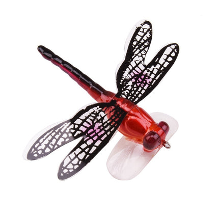 QT01 7cm / 6g Flying Fishing Bait Long Hook Bionic Dragonfly Bait(E (Red))-garmade.com