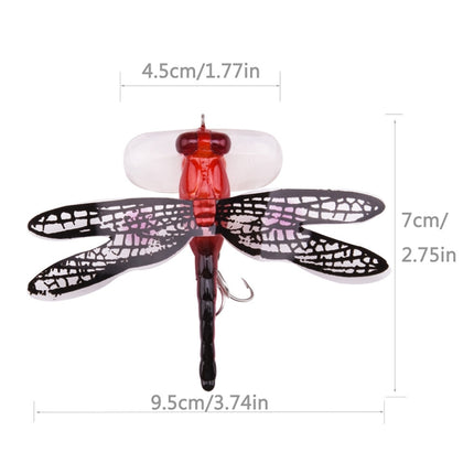 QT01 7cm / 6g Flying Fishing Bait Long Hook Bionic Dragonfly Bait(E (Red))-garmade.com