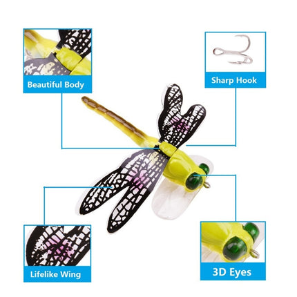 QT01 7cm / 6g Flying Fishing Bait Long Hook Bionic Dragonfly Bait(F (Blue))-garmade.com