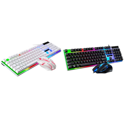 ZGB G21B Colorful Glow USB Wired Keyboard Mouse Set(White)-garmade.com