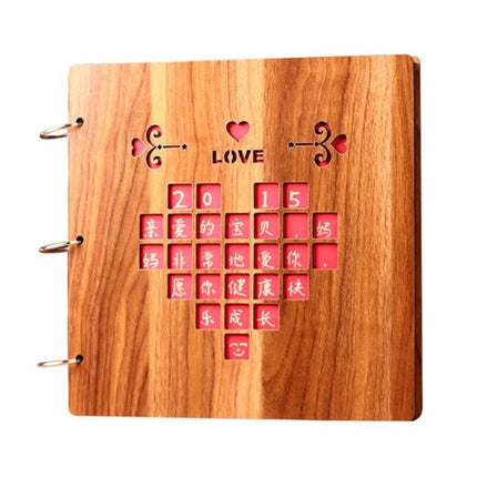 16 inch Wooden Handmade DIY Sticky Photo Album Baby Growth Souvenir Album(Love Wall)-garmade.com