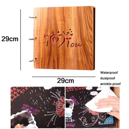 16 inch Wooden Handmade DIY Sticky Photo Album Baby Growth Souvenir Album(Four Leaf)-garmade.com