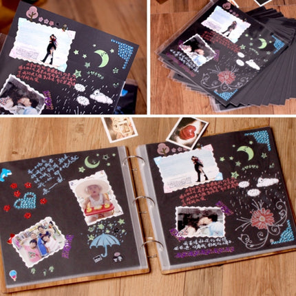 16 inch Wooden Handmade DIY Sticky Photo Album Baby Growth Souvenir Album(Happy Feet)-garmade.com