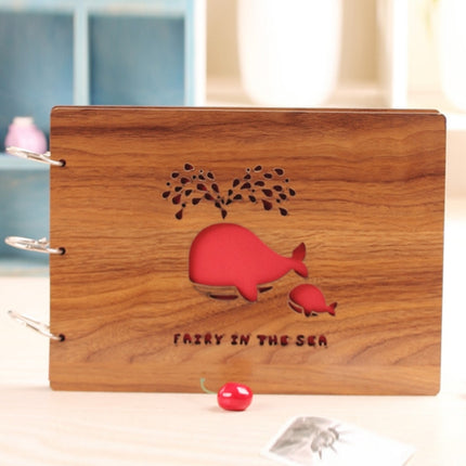 2 PCS 10 inch Wooden Hollow DIY Paste Photo Album(Whale)-garmade.com