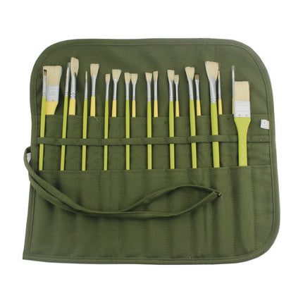 2 PCS 22 Hole Pen Curtain Storage Bag Watercolor Pen Canvas Storage Bag(Army Green)-garmade.com