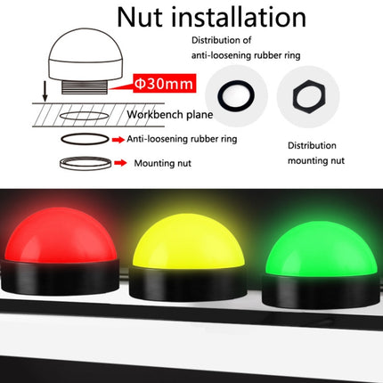 24V Safety Three-Color Warning Light Alarm LED Hemispherical Waterproof Indicator(Style 1)-garmade.com