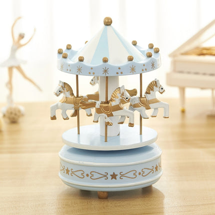 Sky City Carousel Clockwork Music Box Couples Birthday Gift(K0131 Star Blue)-garmade.com