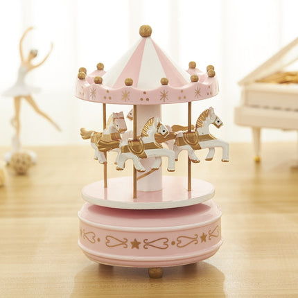 Sky City Carousel Clockwork Music Box Couples Birthday Gift(K0132 Star Pink)-garmade.com