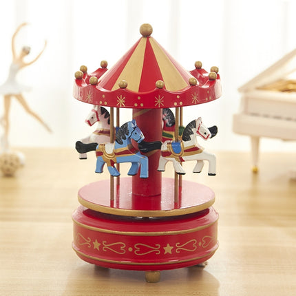 Sky City Carousel Clockwork Music Box Couples Birthday Gift(K0111 Star Red)-garmade.com