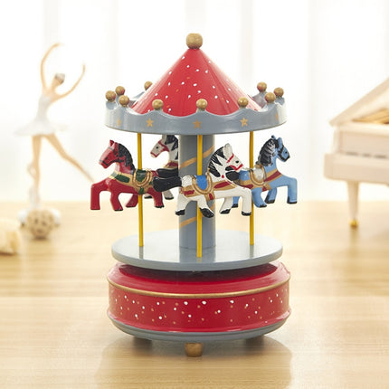 Sky City Carousel Clockwork Music Box Couples Birthday Gift(K0233 Dot Red)-garmade.com