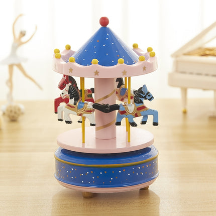Sky City Carousel Clockwork Music Box Couples Birthday Gift(K0232 Dot Blue + Pink)-garmade.com