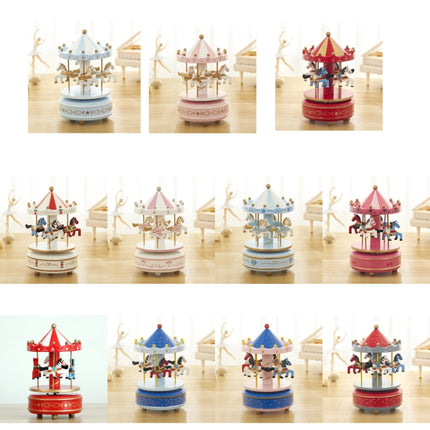 Sky City Carousel Clockwork Music Box Couples Birthday Gift(K0321 Red White)-garmade.com