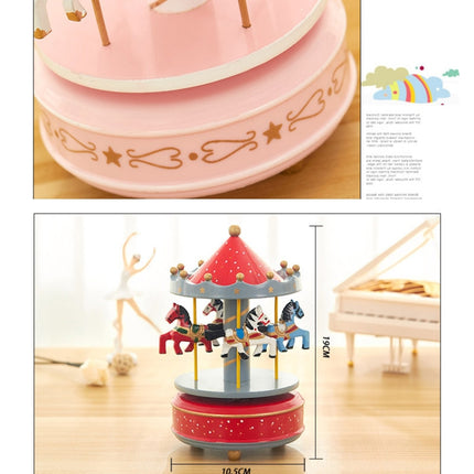 Sky City Carousel Clockwork Music Box Couples Birthday Gift(K0321 Red White)-garmade.com