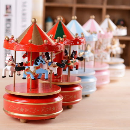Sky City Carousel Clockwork Music Box Couples Birthday Gift(K0232 Dot Blue + Pink)-garmade.com