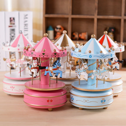 Sky City Carousel Clockwork Music Box Couples Birthday Gift(K0132 Star Pink)-garmade.com