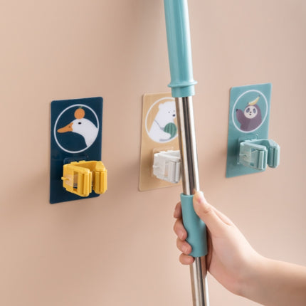 5 PCS Mop And Broom Holder Bathroom Strong Seamless And Non-Perforated Mop Hook(Doodle Bear)-garmade.com