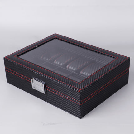 Carbon Fiber PU Leather Watch Box Jewelry Storage Box Packaging Box, Style: 6 Watch Positions-garmade.com
