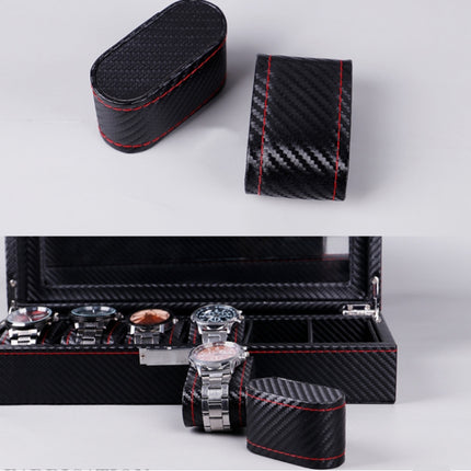 Carbon Fiber PU Leather Watch Box Jewelry Storage Box Packaging Box, Style: 6 Watch Positions-garmade.com