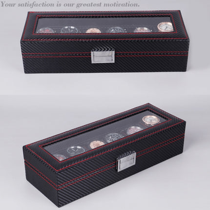 Carbon Fiber PU Leather Watch Box Jewelry Storage Box Packaging Box, Style: 6 Watch Positions-garmade.com