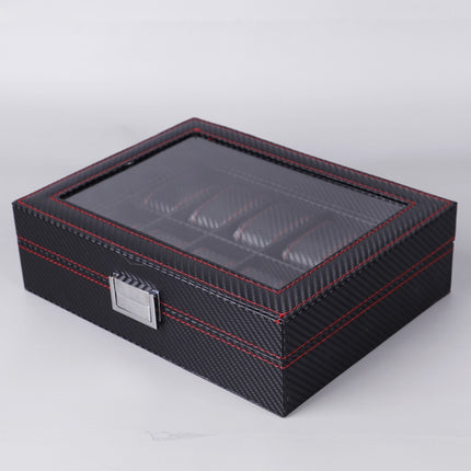 Carbon Fiber PU Leather Watch Box Jewelry Storage Box Packaging Box, Style: 12 Watch Positions-garmade.com