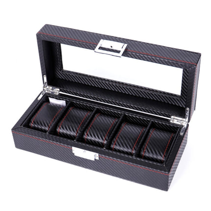 Carbon Fiber PU Leather Watch Box Jewelry Storage Box Packaging Box, Style: 05 Watch Positions-garmade.com