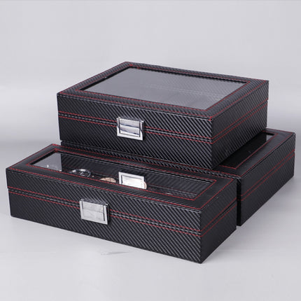 Carbon Fiber PU Leather Watch Box Jewelry Storage Box Packaging Box, Style: 6 + 3-garmade.com