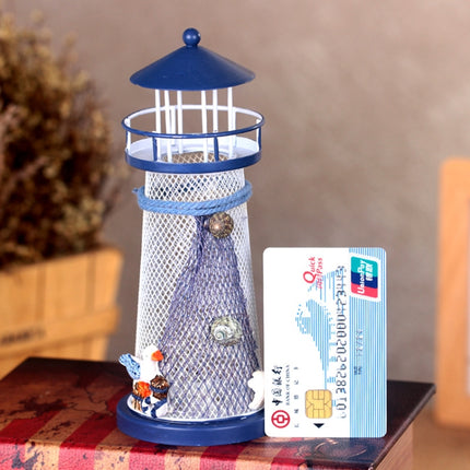 2 PCS Mediterranean Style Flashing Ocean Tin Lighthouse Home Decoration Crafts, Style Random Delivery M1221 Small 14cm-garmade.com