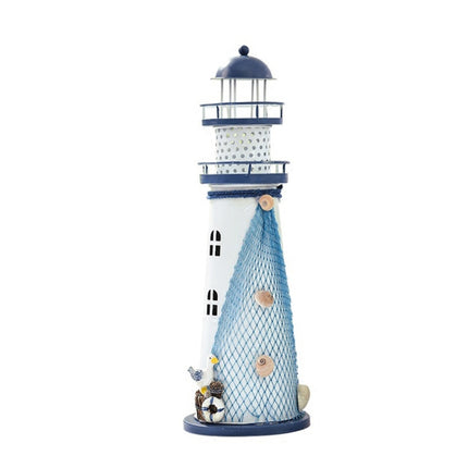 2 PCS Mediterranean Style Flashing Ocean Tin Lighthouse Home Decoration Crafts, Style Random Delivery M1022 Medium 19cm-garmade.com