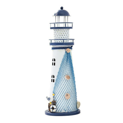 2 PCS Mediterranean Style Flashing Ocean Tin Lighthouse Home Decoration Crafts, Style Random Delivery M1021 Large 30cm-garmade.com