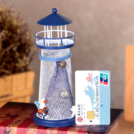 2 PCS Mediterranean Style Flashing Ocean Tin Lighthouse Home Decoration Crafts, Style Random Delivery M1021 Large 30cm-garmade.com