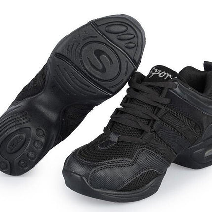 Soft Bottom Mesh Breathable Modern Dance Shoes Heightening Shoes for Women, Shoe Size:36(Black Gray)-garmade.com
